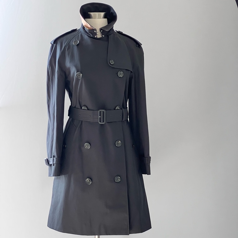 Burberry Double Breasted Trench Coat in Black
